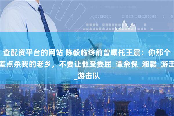 查配资平台的网站 陈毅临终前曾嘱托王震：你那个曾差点杀我的老乡，不要让他受委屈_谭余保_湘赣_游击队